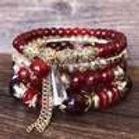 Wholesale Jewelry Ethnic Style Bohemian Streetwear Round Artificial Crystal Plastic Resin Plating Bracelets sku image 1