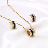 Wholesale Jewelry Simple Style Heart Shape Metal Rhinestones Plating Earrings Necklace sku image 1