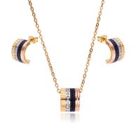 Großhandel Schmuck Einfacher Stil Herzform Metall Strasssteine Überzug Ohrringe Halskette main image 1