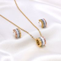 Wholesale Jewelry Simple Style Heart Shape Metal Rhinestones Plating Earrings Necklace main image 4