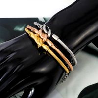 Commute Solid Color Stainless Steel Gold Plated Bangle In Bulk main image 4