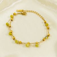 Lady Ball Stainless Steel Natural Stone Freshwater Pearl 14K Gold Plated Bracelets In Bulk sku image 2