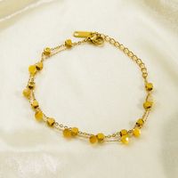 Lady Ball Stainless Steel Natural Stone Freshwater Pearl 14K Gold Plated Bracelets In Bulk sku image 3