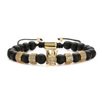 Ethnic Style Geometric Crown Natural Stone Copper Inlay Zircon Men's Bracelets sku image 4