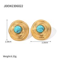 Wholesale Elegant Vintage Style Geometric Stainless Steel Plating 18k Gold Plated Turquoise Rings Earrings Necklace sku image 3