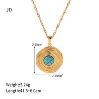Wholesale Elegant Vintage Style Geometric Stainless Steel Plating 18k Gold Plated Turquoise Rings Earrings Necklace sku image 2