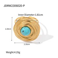 Wholesale Elegant Vintage Style Geometric Stainless Steel Plating 18k Gold Plated Turquoise Rings Earrings Necklace sku image 1