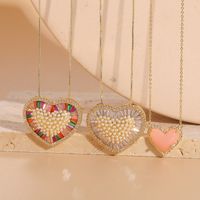 Elegant Classic Style Heart Shape Copper 14k Gold Plated Zircon Pendant Necklace In Bulk main image 1