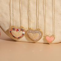 Elegant Classic Style Heart Shape Copper 14k Gold Plated Zircon Pendant Necklace In Bulk main image 8