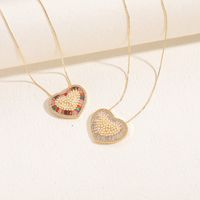 Elegant Classic Style Heart Shape Copper 14k Gold Plated Zircon Pendant Necklace In Bulk main image 5