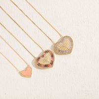 Elegant Classic Style Heart Shape Copper 14k Gold Plated Zircon Pendant Necklace In Bulk main image 4