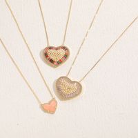 Elegant Classic Style Heart Shape Copper 14k Gold Plated Zircon Pendant Necklace In Bulk main image 3