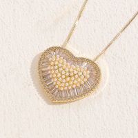 Elegant Classic Style Heart Shape Copper 14k Gold Plated Zircon Pendant Necklace In Bulk sku image 2