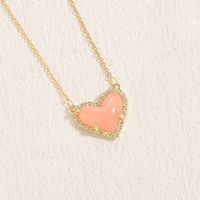 Elegant Classic Style Heart Shape Copper 14k Gold Plated Zircon Pendant Necklace In Bulk sku image 1