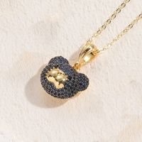 Classic Style Streetwear Bear Copper 14k Gold Plated Zircon Pendant Necklace In Bulk sku image 3