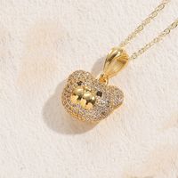 Classic Style Streetwear Bear Copper 14k Gold Plated Zircon Pendant Necklace In Bulk sku image 1