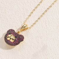 Classic Style Streetwear Bear Copper 14k Gold Plated Zircon Pendant Necklace In Bulk sku image 6