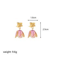 1 Pair Vacation Sweet Flower Enamel Plating Inlay Copper Artificial Pearls 18k Gold Plated Drop Earrings sku image 1