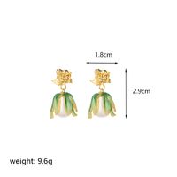 1 Pair Vacation Sweet Flower Enamel Plating Inlay Copper Artificial Pearls 18k Gold Plated Drop Earrings sku image 2