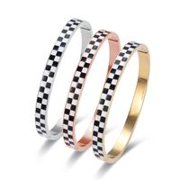 Simple Style Checkered Stainless Steel Bangle In Bulk main image 6