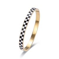 Simple Style Checkered Stainless Steel Bangle In Bulk sku image 2