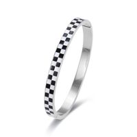 Simple Style Checkered Stainless Steel Bangle In Bulk main image 2