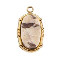 1 Piece 304 Stainless Steel Natural Stone Natural Stone Shell 14K Gold Plated Oval sku image 4