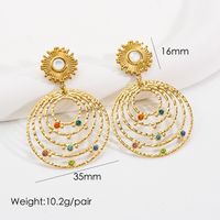 1 Pair Bohemian Round Plating Inlay 304 Stainless Steel Natural Stone Zircon 14K Gold Plated Drop Earrings sku image 1