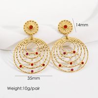 1 Pair Bohemian Round Plating Inlay 304 Stainless Steel Natural Stone Zircon 14K Gold Plated Drop Earrings sku image 3