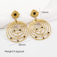 1 Pair Bohemian Round Plating Inlay 304 Stainless Steel Natural Stone Zircon 14K Gold Plated Drop Earrings sku image 4