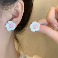 1 Pair Sweet Simple Style Flower Arylic Copper Alloy Ear Studs main image 7