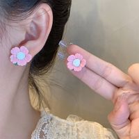 1 Pair Sweet Simple Style Flower Arylic Copper Alloy Ear Studs main image 6