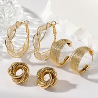 1 Set Korean Style C Shape Circle Ferroalloy Earrings main image 6