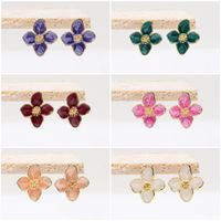 1 Pair Luxurious Sweet Artistic Petal Enamel Three-dimensional Alloy Ear Studs main image 6