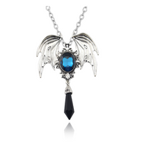 Vintage Style Wings Alloy Plating Inlay Artificial Gemstones Halloween Unisex Necklace Pendant sku image 1