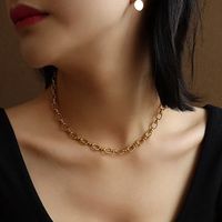 304 Stainless Steel 18K Gold Plated Simple Style Classic Style Streetwear Plating Solid Color Bracelets Necklace main image 5