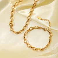 Edelstahl 304 18 Karat Vergoldet Einfacher Stil Klassischer Stil Strassenmode Überzug Einfarbig Armbänder Halskette sku image 1