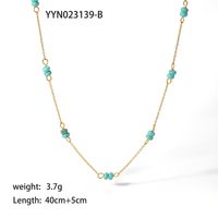 201 Stainless Steel Natural Stone 18K Gold Plated Princess Sweet Commute Beaded Plating Solid Color Natural Stone Handmade Necklace sku image 1