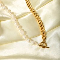 201 Edelstahl Süßwasserperle 18 Karat Vergoldet Luxuriös Romantisch Perlen Überzug Farbblock Halskette main image 3