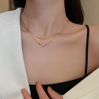 Sweet Simple Style Pearl Alloy Plating 14k Gold Plated Women's Double Layer Necklaces main image 1