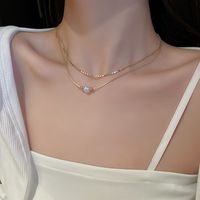 Sweet Simple Style Pearl Alloy Plating 14k Gold Plated Women's Double Layer Necklaces main image 4