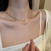 Sweet Simple Style Pearl Alloy Plating 14k Gold Plated Women's Double Layer Necklaces main image 5