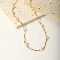 201 Edelstahl Süßwasserperle 18 Karat Vergoldet Lässig Einfacher Stil Perlen Überzug Ball Halskette main image 5