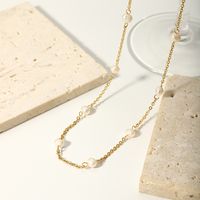 201 Edelstahl Süßwasserperle 18 Karat Vergoldet Lässig Einfacher Stil Perlen Überzug Ball Halskette main image 4