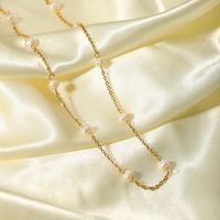 201 Edelstahl Süßwasserperle 18 Karat Vergoldet Lässig Einfacher Stil Perlen Überzug Ball Halskette main image 3