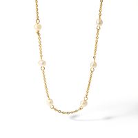 201 Stainless Steel Freshwater Pearl 18K Gold Plated Casual Simple Style Beaded Plating Ball Necklace main image 2