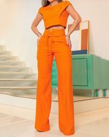 Women's Casual Solid Color Polyester Pants Sets main image 6