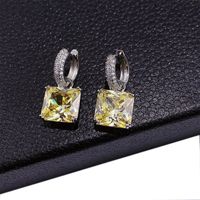 1 Pair Sweet Simple Style Shiny Square Heart Shape Rectangle Inlay Copper Zircon K Gold Plated Rhodium Plated Drop Earrings sku image 22