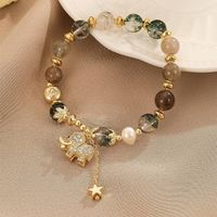 Vintage Style Simple Style Star Elephant Crystal Freshwater Pearl Copper Inlay Zircon Bracelets main image 1