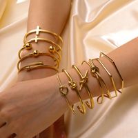Casual Streetwear Geometric 304 Stainless Steel 18K Gold Plated Bangle In Bulk main image 8